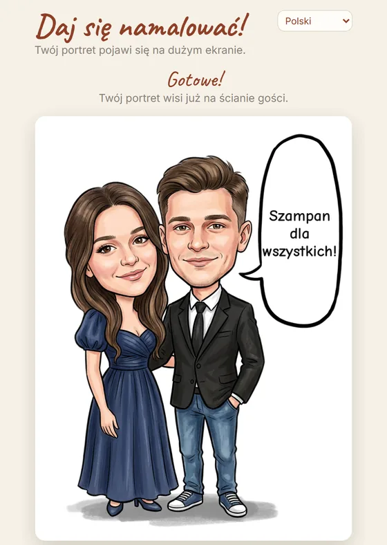 Telefon gościa z gotowym portretem